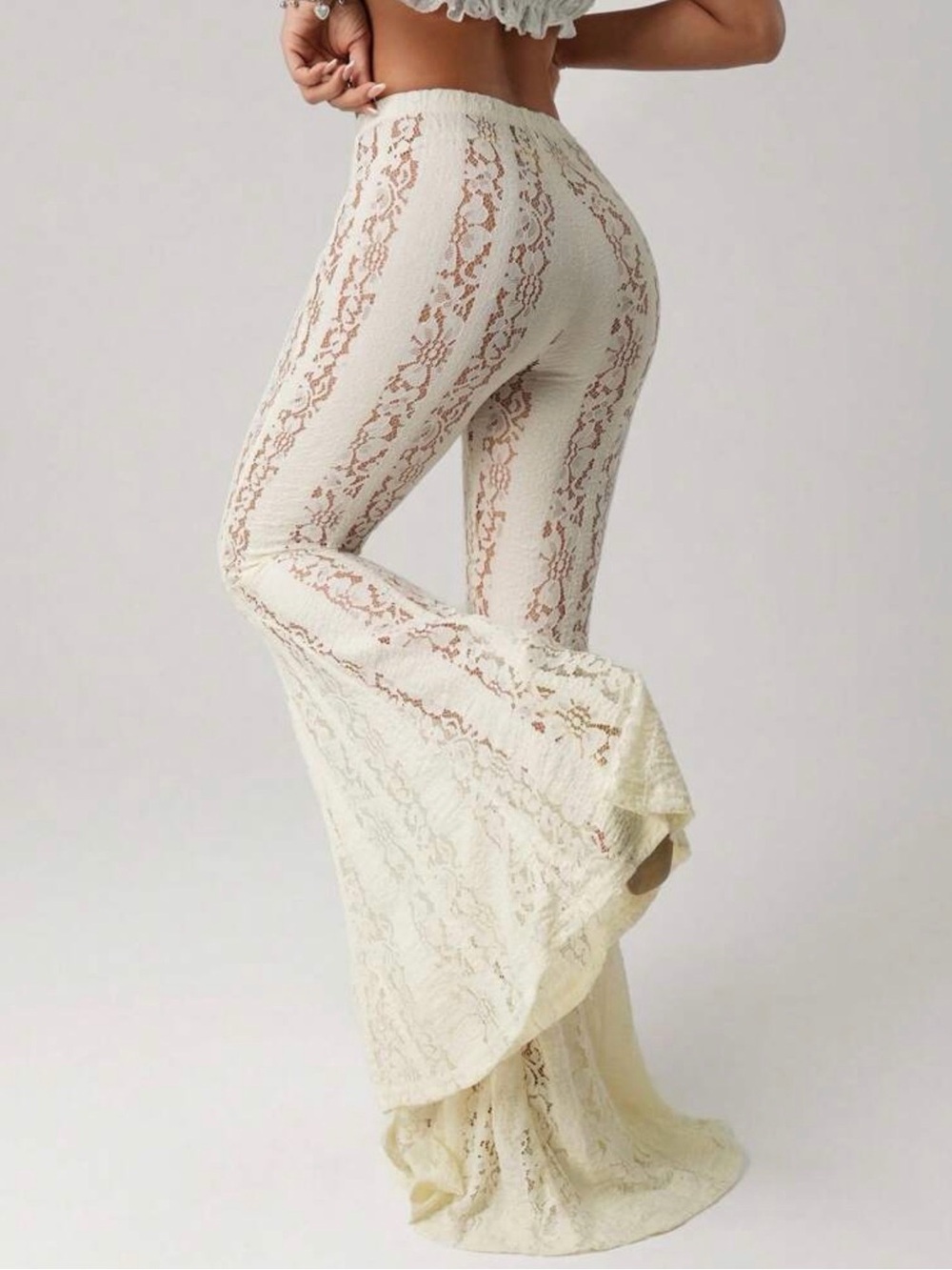 Women’s Lace Flared Pants - Ivory